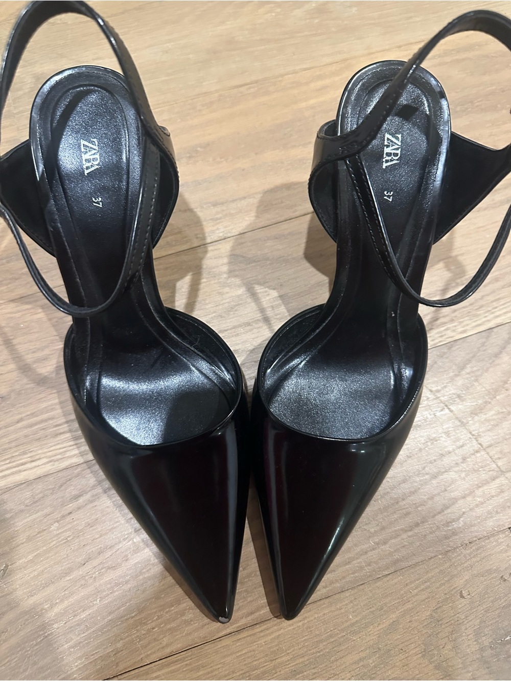ZARA Black Pointed Slingback Pumps